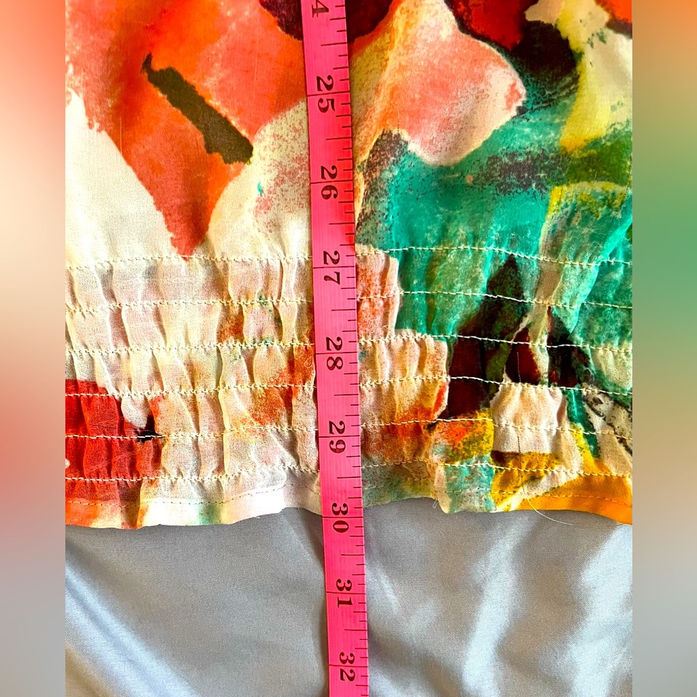 CALVIN KLEIN Women's Vibrant Watercolor Tie-Front Pullover Blouse. Size: XL - Picture 10 of 10